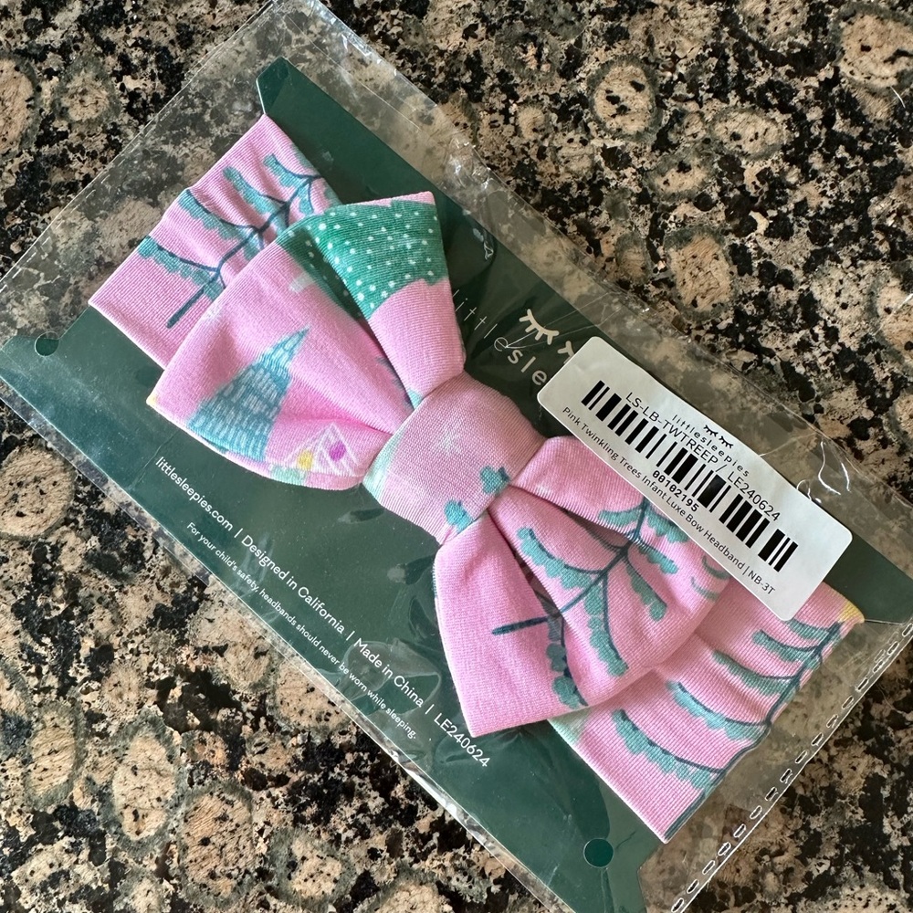 Little sleepies twinkling trees infant bow headband